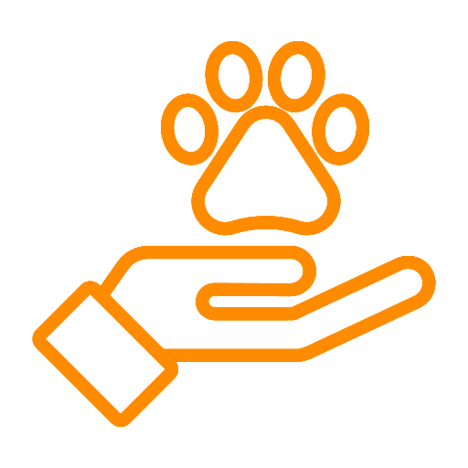 Hand holding a paw print icon