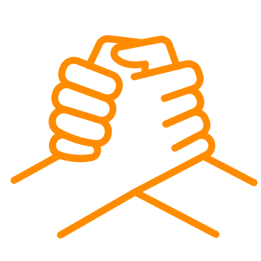 Hands clasped in unity outline icon