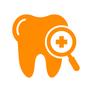 tooth and magnifying glass icon