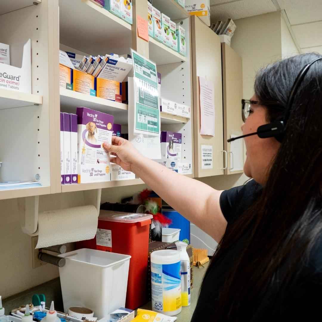veterinary staff organizing products